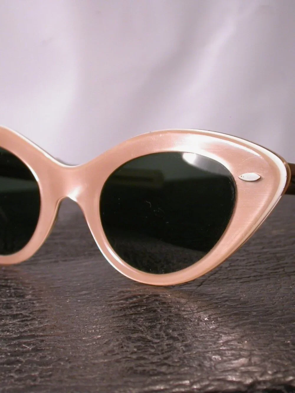Vintage Fancy Pearl Beige Cat Eye Sunglasses Frames Made In Japan